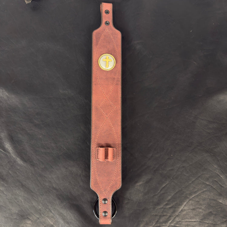 *In Stock* Big Game Rifle Sling in Genuine Weathered Oxblood Water Buffalo .308 Ammo Loops