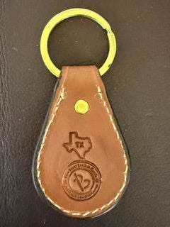 *In Stock* Leather Key Fob Saddle Oil Finish w/Antique Brass & Silver Rope Edge Dollar Sign Concho