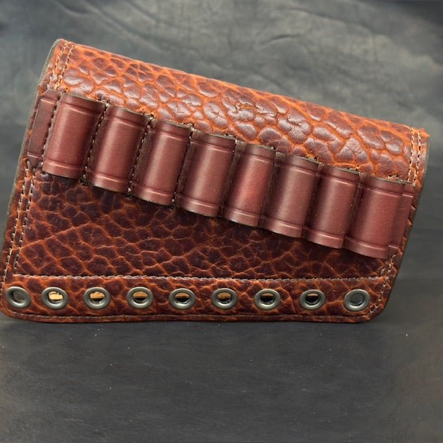 *In Stock* Leather Rifle Sling & RH Butt Cover Bundle – Mahogany American Bison Leather, .45-70 Ammo Loops