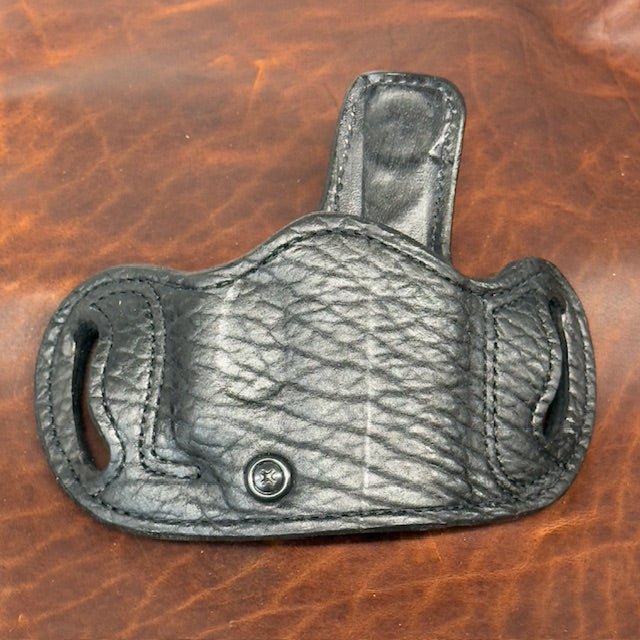 *In Stock* RH Belt Slide Holster Genuine American Bison in Black Leather & Stitch for Glock 43/43X/43X MOS/48