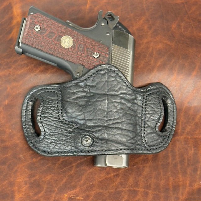 *In Stock* RH Belt Slide Holster Genuine American Bison in Black Leather & Stitch for Standard 1911 All Barrel Lengths