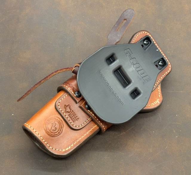 *In Stock* RH Paddle Rancher Cowboy Holster for 4.75 Inch Single Action Saddle Oil Finish w/Natural Stitch & Engraved Texas Star Concho