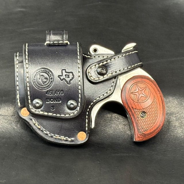 *In Stock* RH Sidewinder Bandolero Bond Arms 3” .45/.410 Black w/Natural Stitch