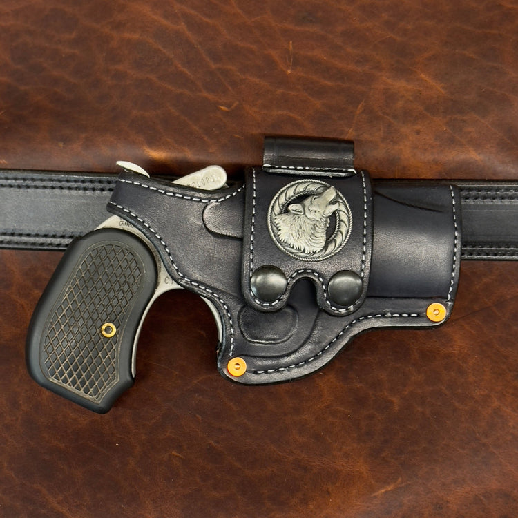 *In Stock* RH Sidewinder Holster Bond Arms Cyclops Black/Silver Howling Wolf Concho