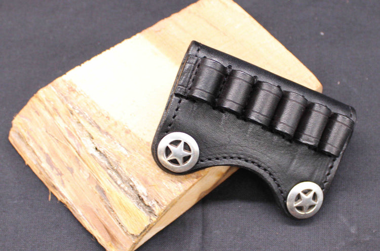 In Stock Premium Leather Ammo Slide 38/357/9mm Smooth Texas Star Conchos