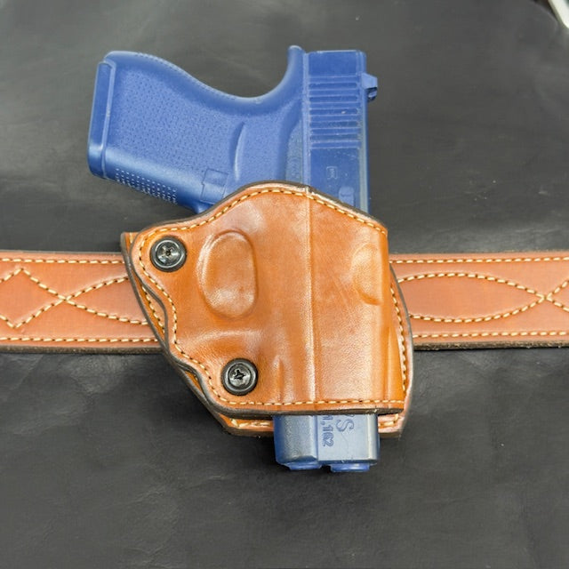 *In Stock* RH BBQ Holster Saddle Oil Finish w/Natural Stitch for Glock 43/43X/43X MOS/48