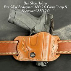*In Stock* Belt Slide Holster S&W Bodyguard 380 2.0 Saddle Oil Finish w/Natural Stitch