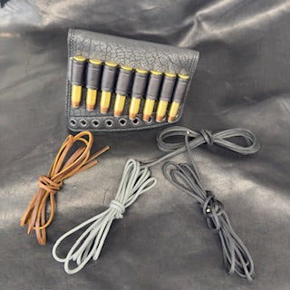 *In Stock* Leather Rifle Sling & RH Butt Cover Bundle – Black Bison Leather, .45-70 Ammo Loops