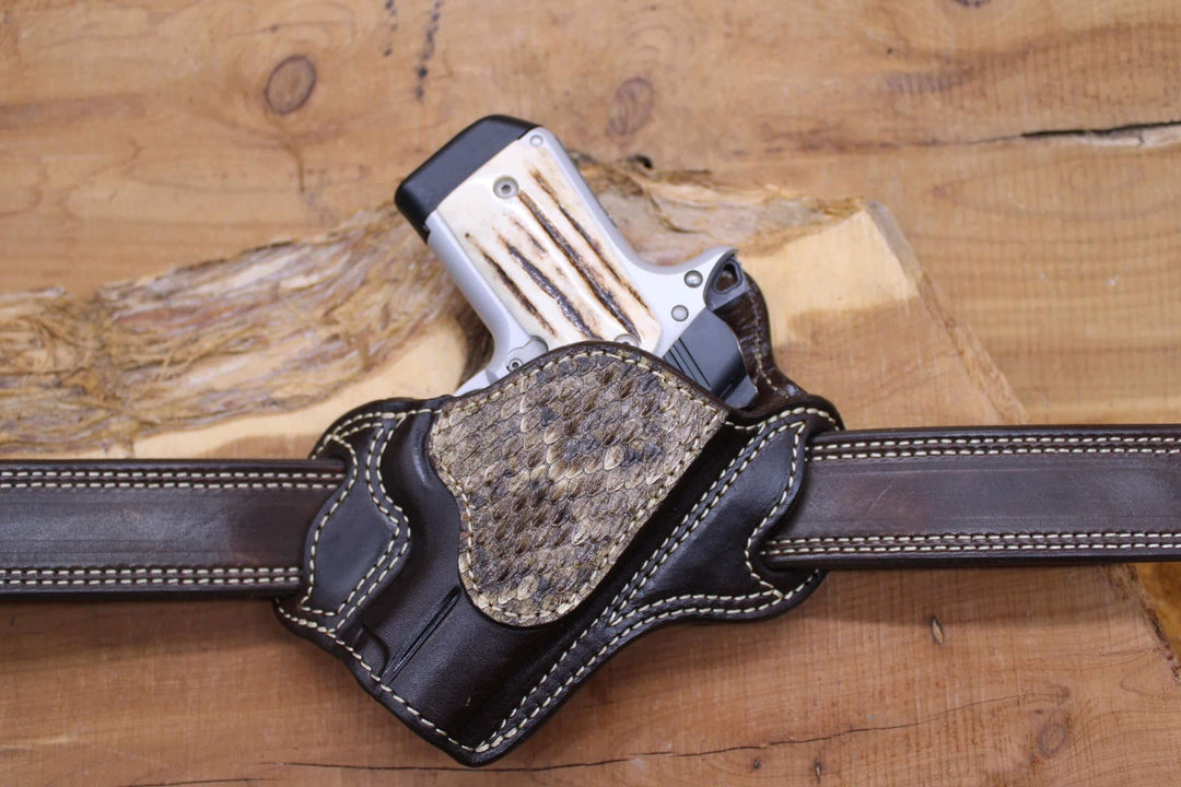 *In Stock* RH Texas Bodyguard Kimber Micro 9 Chocolate w/ Rattlesnake Trim