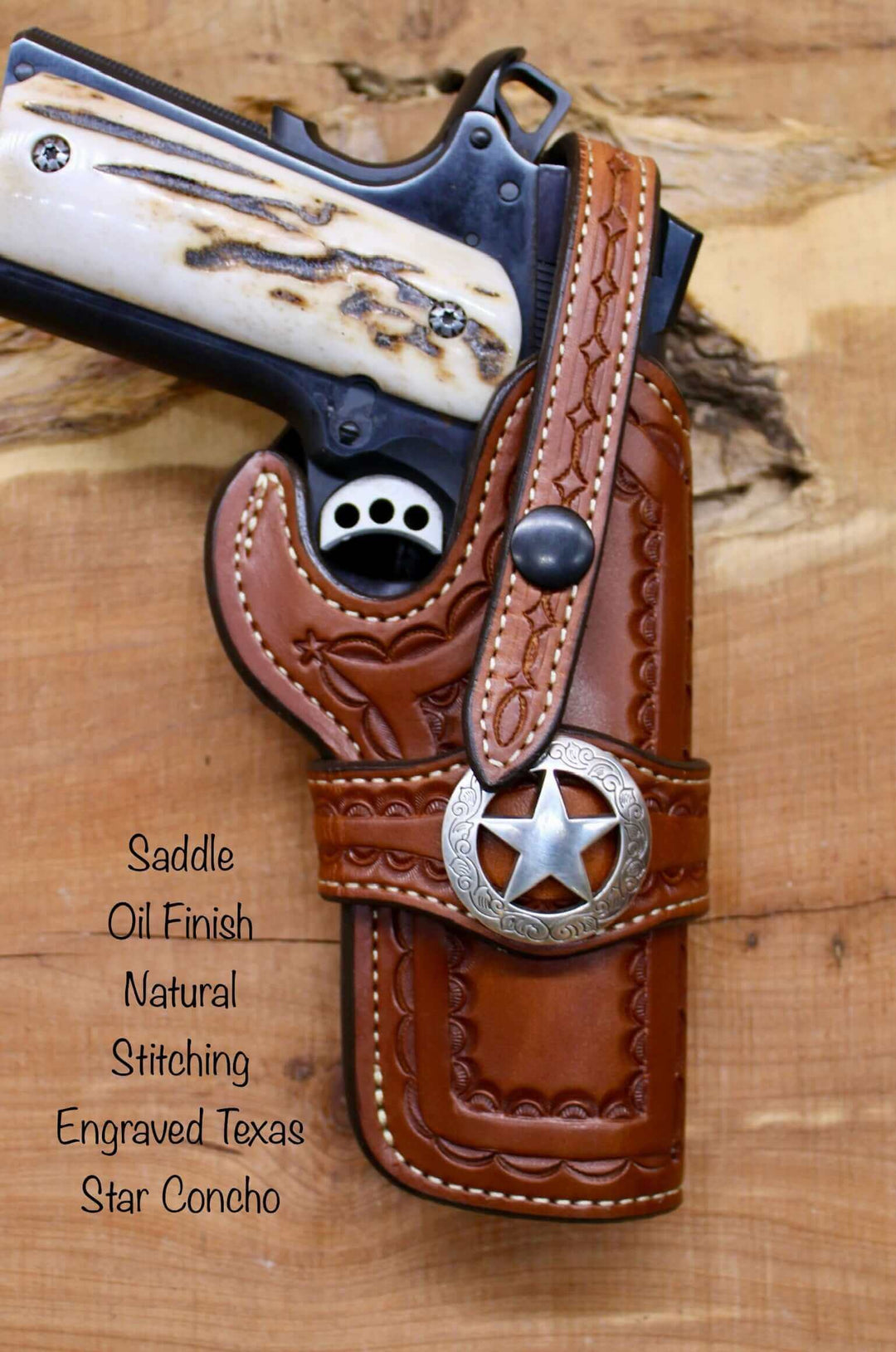 *Made to Order* LH/RH Rancher Cowboy Holster & Concho w/Belt Loop for 1911s