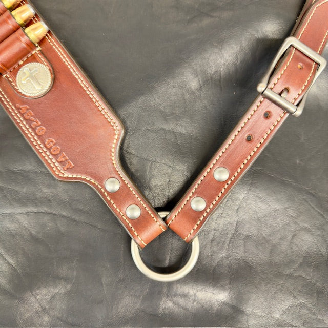 *In Stock* Guide Gun Rifle Sling Marlin 1895 Lever Action Dark Brown w/ Natural 45-70 Govt Silver Rope Edge Cross Conchos