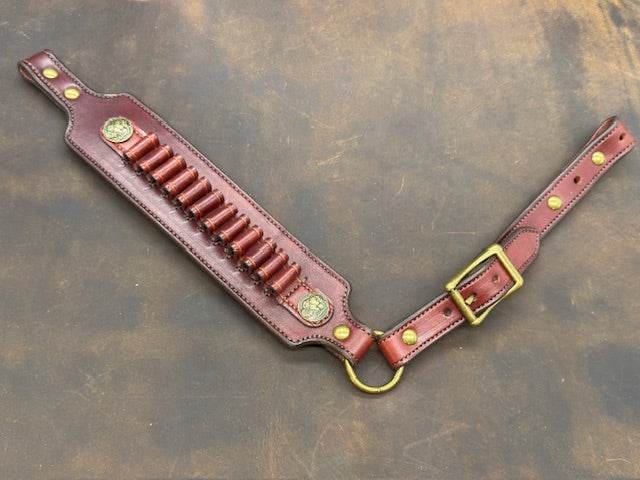 *In Stock* Rifle Sling Henry Axe .410 Mahogany w/Brown & Antique Brass Buffalo Nickel Reproduction Coin Conchos