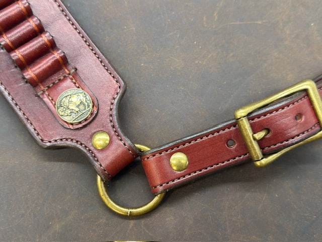 *In Stock* Rifle Sling Henry Axe .410 Mahogany w/Brown & Antique Brass Buffalo Nickel Reproduction Coin Conchos