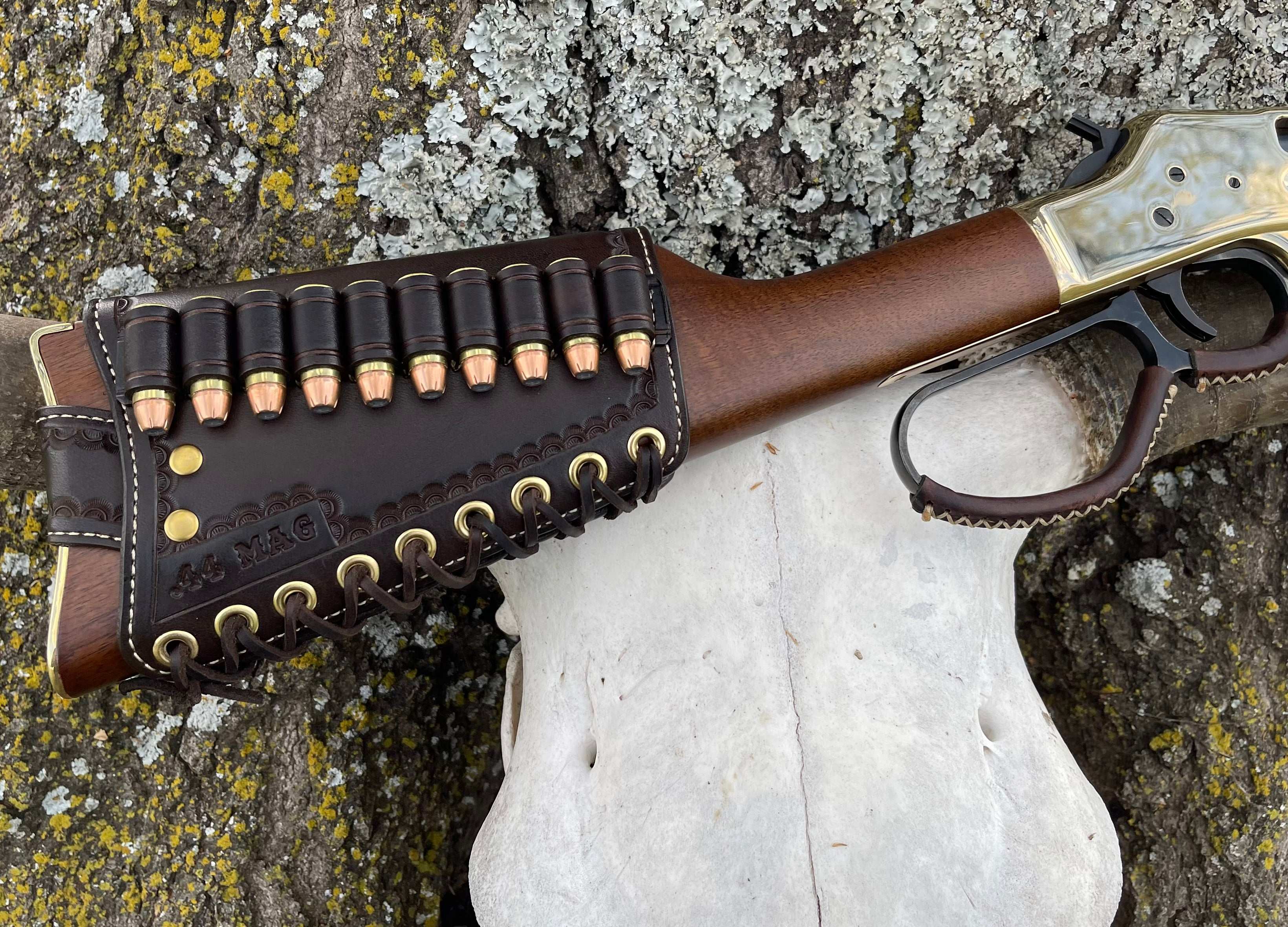 *Made to Order* Leather Butt-Cover w/Ammo Loops for Henry Side Gate, Henry Big Boy Brass Rifles