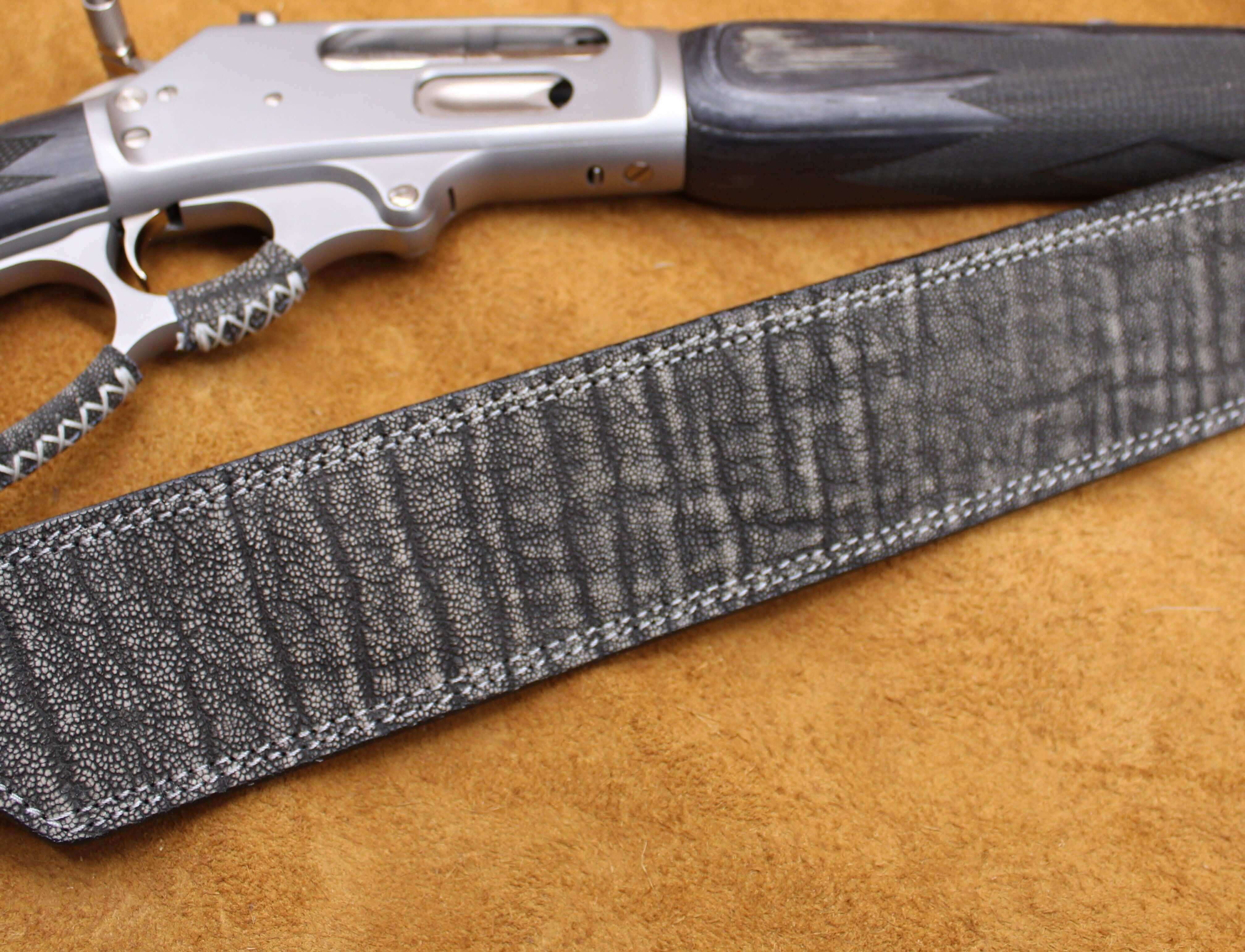 *Made to Order* Exotic Rifle Sling Safari Gray Elephant Silver