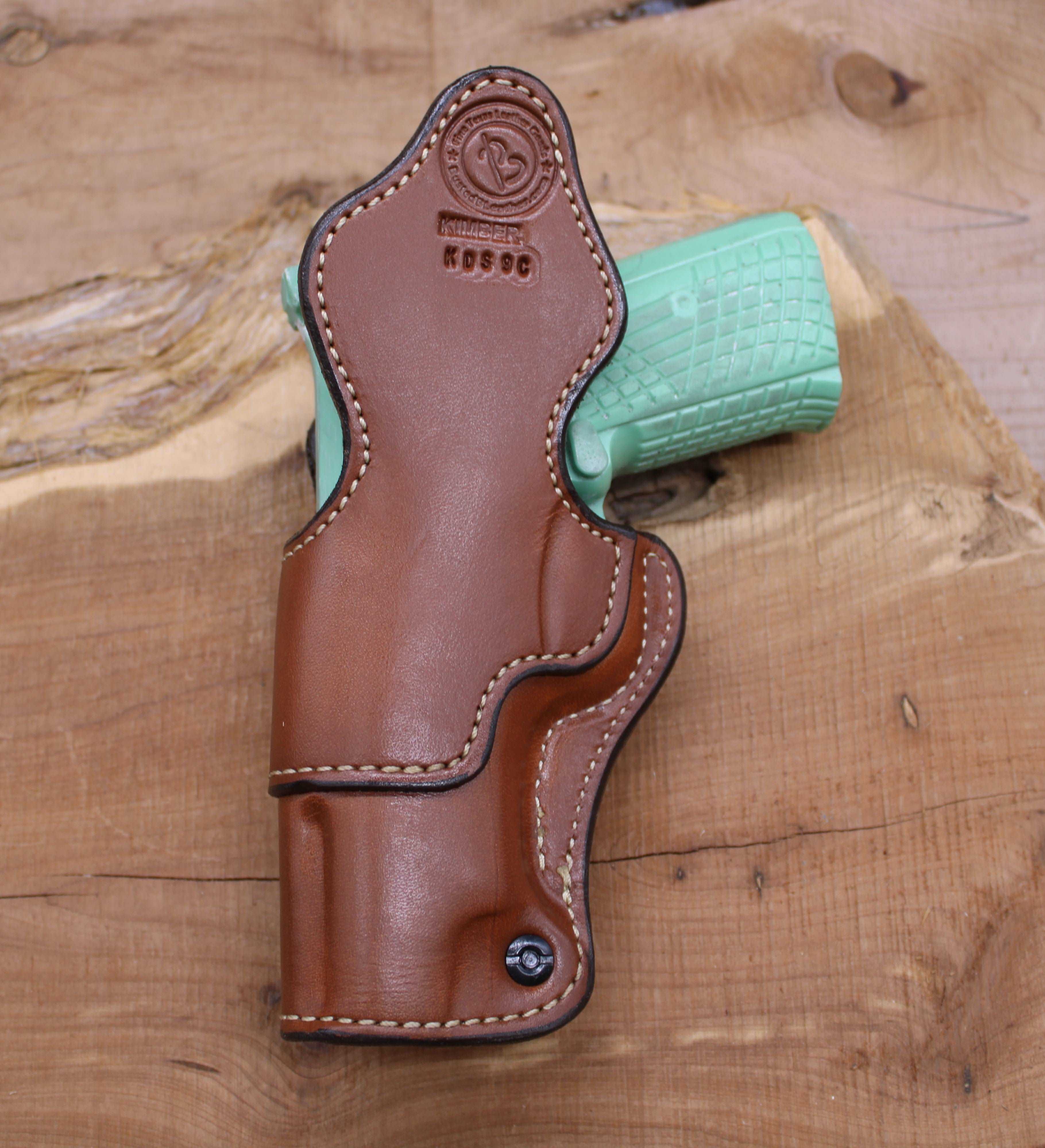*In Stock* RH IWB for Kimber KDS9 C Saddle Oil Finish w/Metal Belt Clip "Don't Tread on Me" or "2A 1776" (Copy)