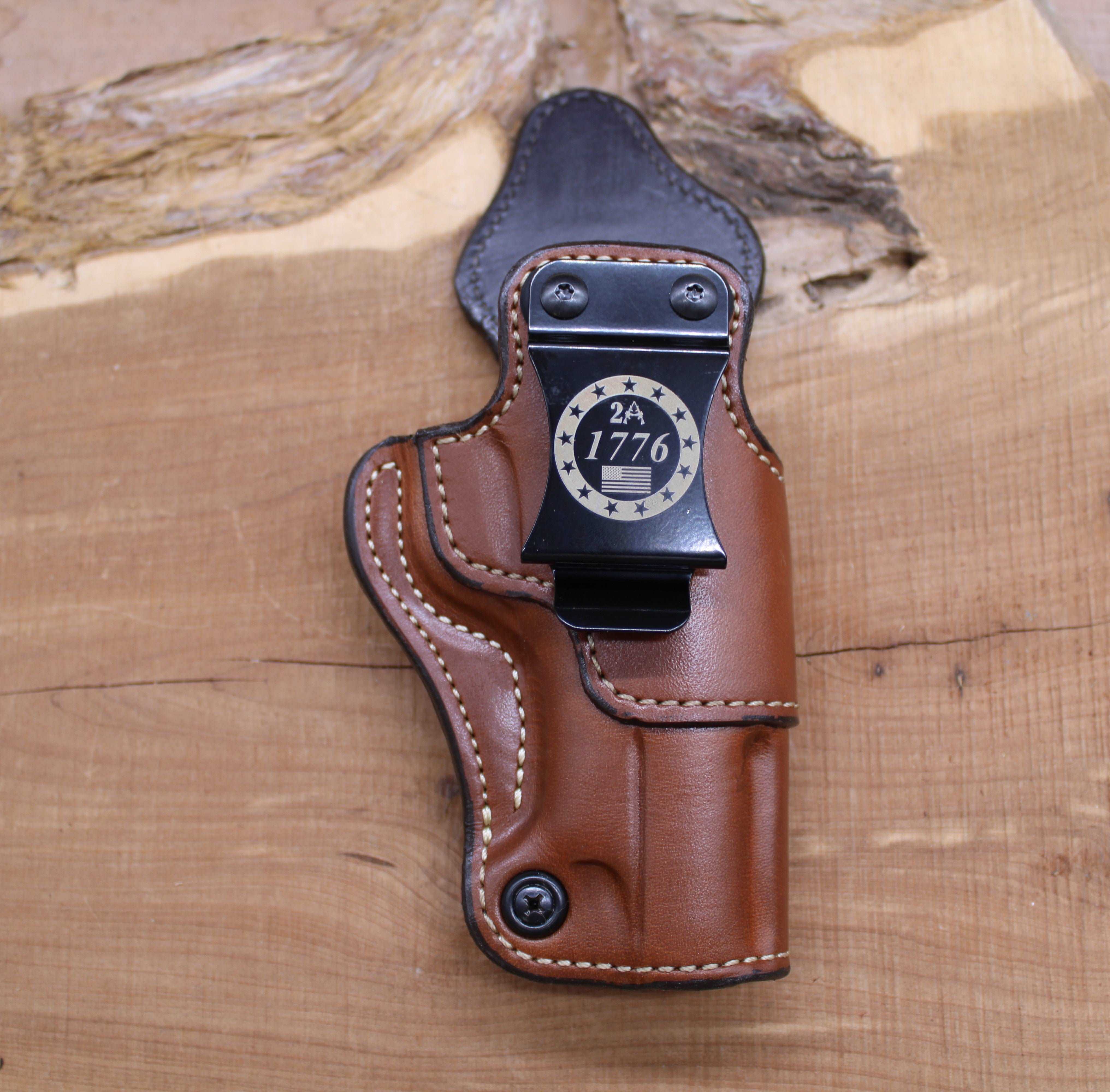 *In Stock* RH IWB for Kimber KDS9 C Saddle Oil Finish w/Metal Belt Clip "Don't Tread on Me" or "2A 1776" (Copy)