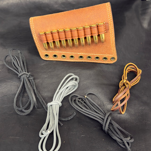 *In Stock* LH Leather Butt-Cover w/Ammo Loops .357 Mag Saddle Oil Finish Rough Out Leather w/Natural (off white) Stitch for Lever Action Guide Guns Marlin, Henry, Chiappa, Rossi