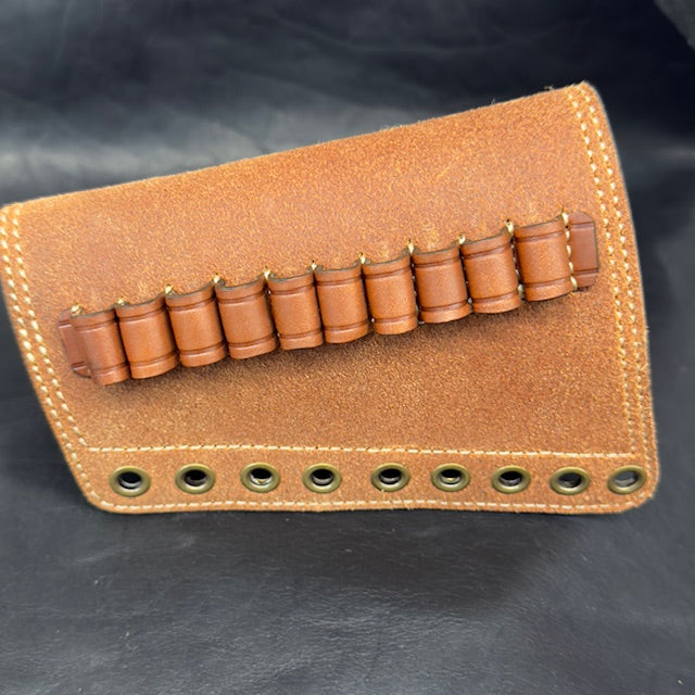 *In Stock* LH Leather Butt-Cover w/Ammo Loops .357 Mag Saddle Oil Finish Rough Out Leather w/Natural (off white) Stitch for Lever Action Guide Guns Marlin, Henry, Chiappa, Rossi