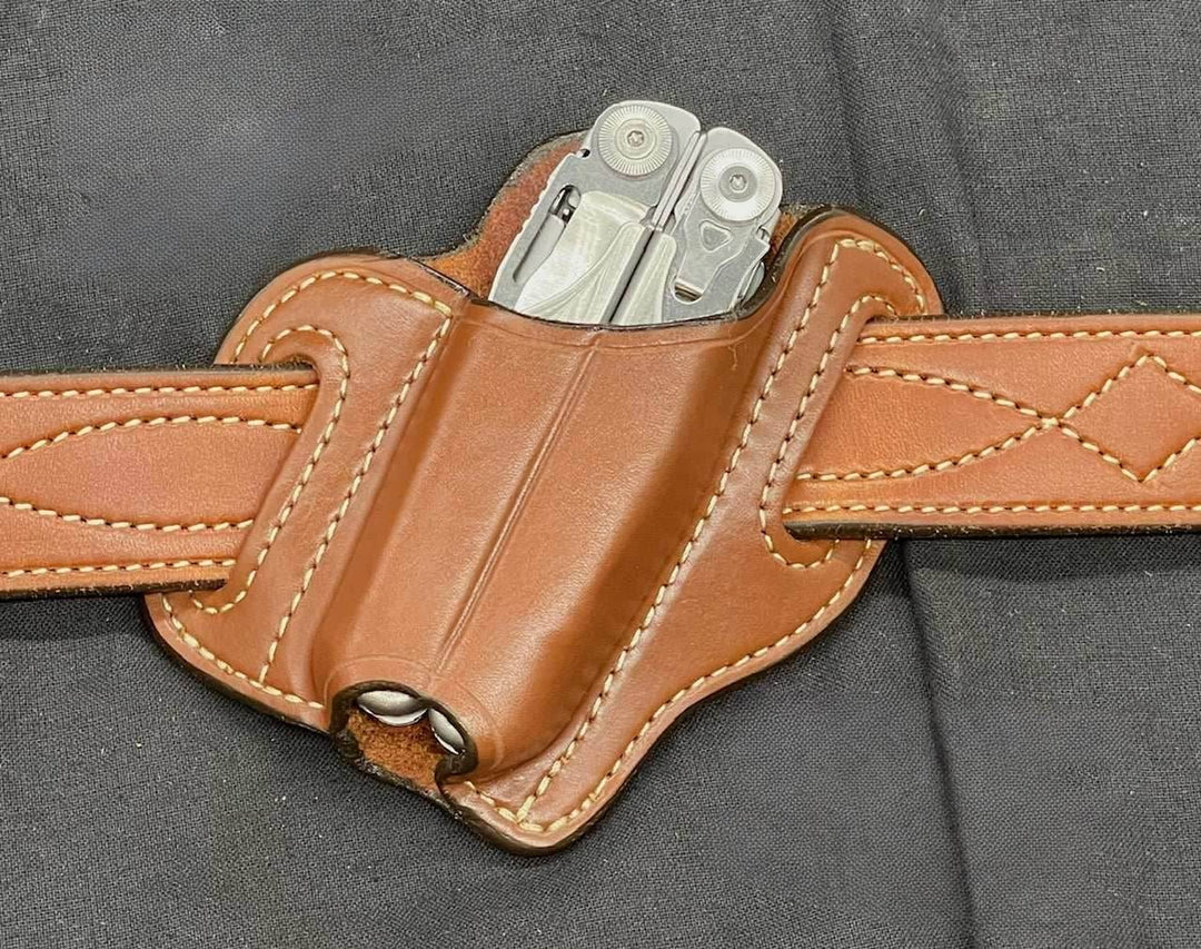 *In Stock* Multi-Tool Sheath Leatherman Surge Saddle Oil Finish w/Natural Stitch