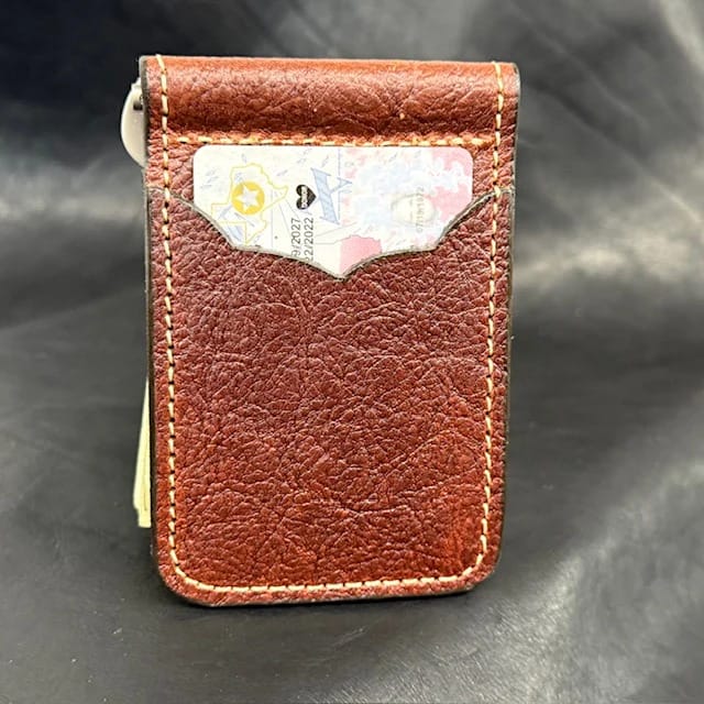 *In Stock* Front Pocket Money Clip Wallet Small Basket Weave Saddle Oil Finish - Limited Run