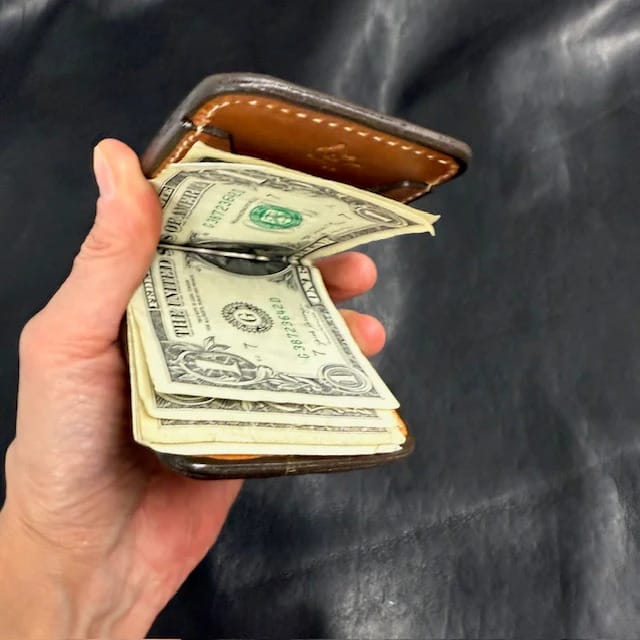 *In Stock* Front Pocket Money Clip Wallet Small Basket Weave Saddle Oil Finish - Limited Run
