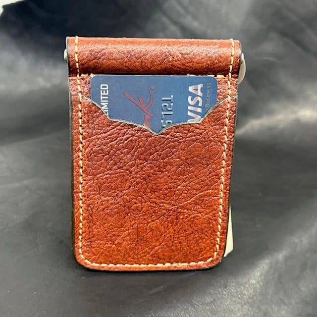 *In Stock* Front Pocket Money Clip Wallet Small Basket Weave Saddle Oil Finish - Limited Run