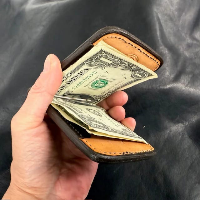 *In Stock* Front Pocket Money Clip Wallet Genuine Water Buffalo Weathered Bomber Brown