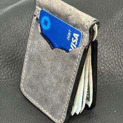 *In Stock* Front Pocket Money Clip Wallet Genuine Water Buffalo Weathered Gray