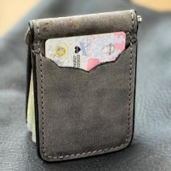 *In Stock* Front Pocket Money Clip Wallet Genuine Water Buffalo Weathered Gray