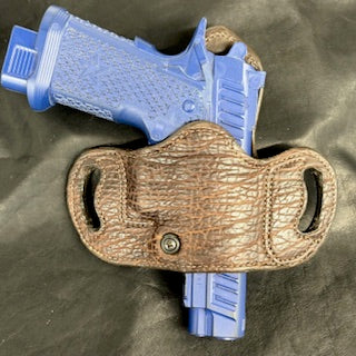 *In Stock* RH Belt Slide Holster Genuine American Bison in Brown Leather & Stitch for Staccato or Springfield DS Prodigy (all barrel lengths)