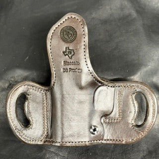 *In Stock* RH Belt Slide Holster Genuine American Bison in Brown Leather & Stitch for Staccato or Springfield DS Prodigy (all barrel lengths)