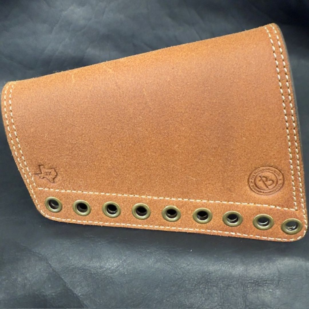 *In Stock* RH Leather Butt-Cover w/Ammo Loops .357 Mag Saddle Oil Finish Rough Out Leather w/Natural (off white) Stitch Antique Brass Hardware Lever-Action Guide Guns Marlin, Henry, Chiappa, Rossi