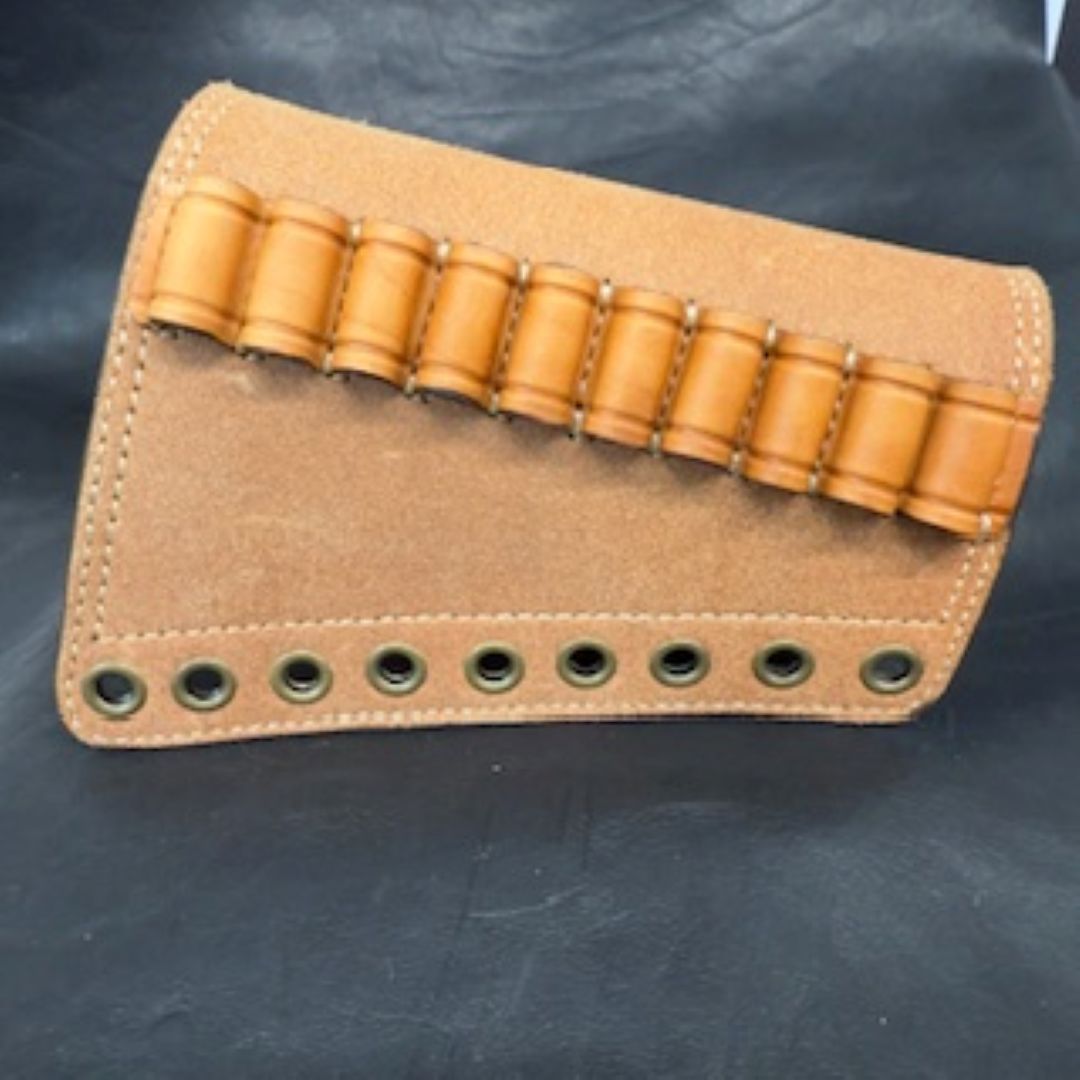 *In Stock* RH Leather Butt-Cover w/Ammo Loops .30-30 Saddle Oil Finish Rough Out Leather w/Natural (off white) Stitch Antique Brass Hardware Lever-Action Guide Guns Marlin, Henry, Chiappa, Rossi