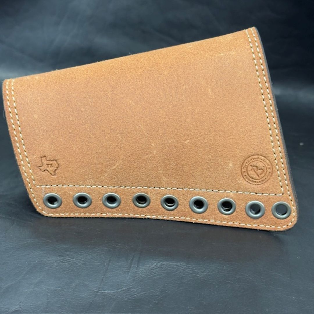 *In Stock* RH Leather Butt-Cover w/Ammo Loops .44 Mag Saddle Oil Finish Rough Out Leather w/Natural (off white) Stitch Antique Nickel Hardware Lever-Action Guide Guns Marlin, Henry, Chiappa, Rossi