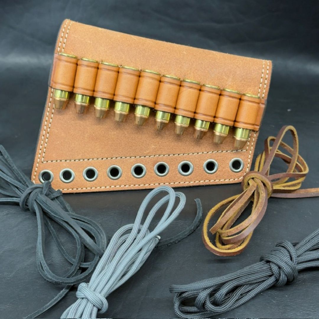 *In Stock* RH Leather Butt-Cover w/Ammo Loops .44 Mag Saddle Oil Finish Rough Out Leather w/Natural (off white) Stitch Antique Nickel Hardware Lever-Action Guide Guns Marlin, Henry, Chiappa, Rossi
