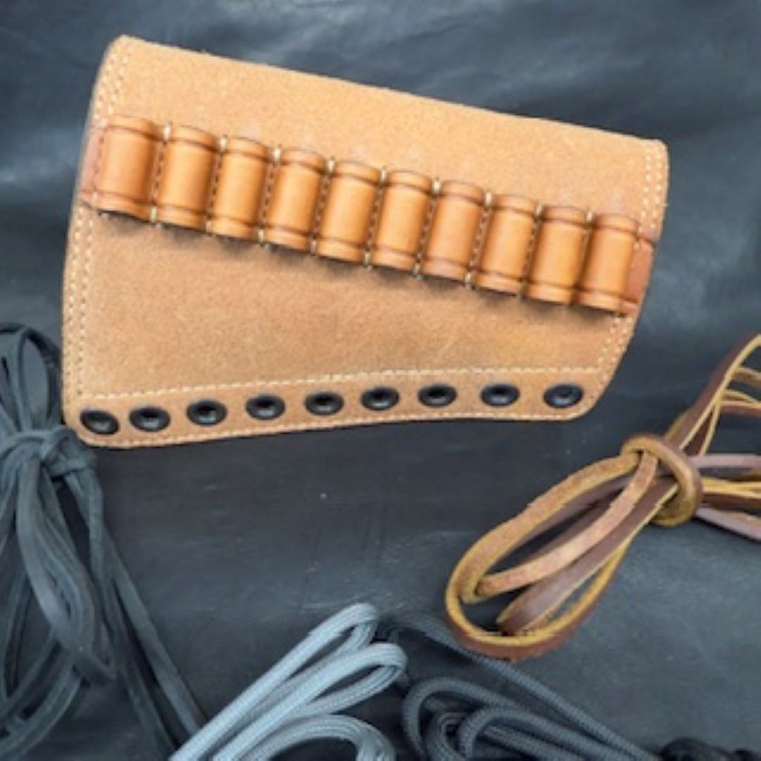 *In Stock* RH Leather Butt-Cover w/Ammo Loops .30-30 Saddle Oil Finish Rough Out Leather w/Natural (off white) Stitch Lever-Action Guide Guns Marlin, Henry, Chiappa, Rossi