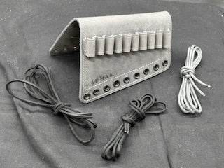 *In Stock* RH Leather Butt-Cover w/Ammo Loops .44 Mag. in Genuine Weathered Gray Water Buffalo forfor Lever Action Guide Guns Marlin, Henry, Chiappa, Rossi