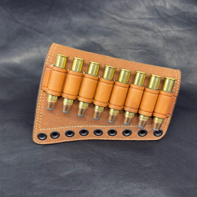 *In Stock* RH Leather Butt-Cover w/Ammo Loops .45-70 Saddle Oil Finish Rough Out Leather w/Natural (off white) Stitch for for Lever-Action Guide Guns Marlin, Henry, Chiappa, Rossi