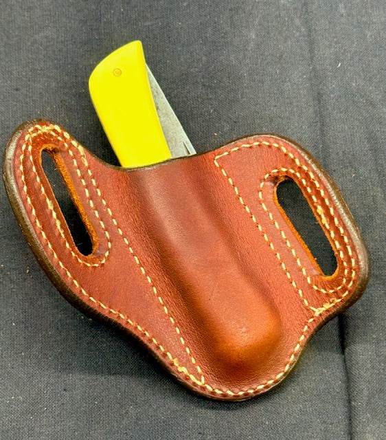 *In Stock* Slant Knife Sheath for Case Sod Buster in Saddle Oil Finish w/Natural - Busted B Leather