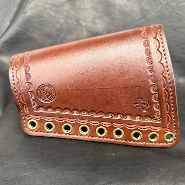 *In Stock* RH Tooled Leather Butt-Cover .30-30 Ammo Loops for Lever Action Winchester, Marlin, Henry Rifles Dark Brown w/Brown Stitching
