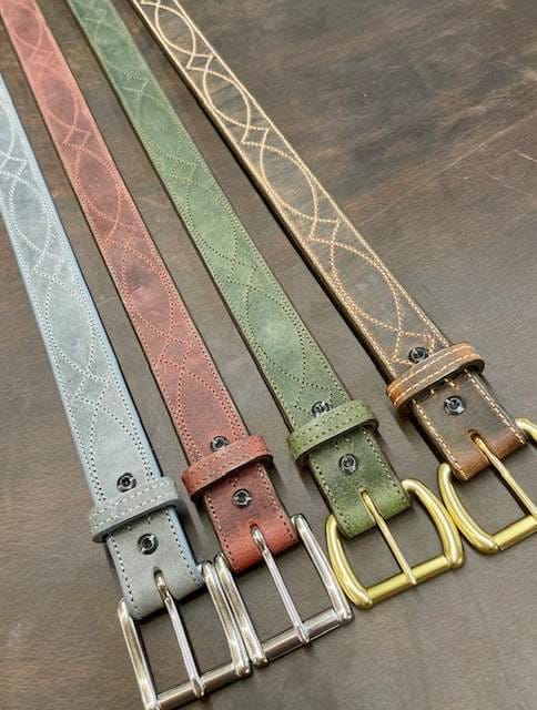 *In Stock* 1.5" Carry Belt .25" Thick Fancy Stitch in Genuine Water Buffalo