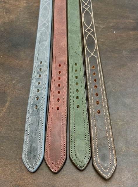 *In Stock* 1.5" Carry Belt .25" Thick Fancy Stitch in Genuine Water Buffalo