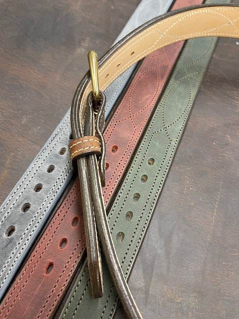 *In Stock* 1.5" Carry Belt .25" Thick Fancy Stitch in Genuine Water Buffalo