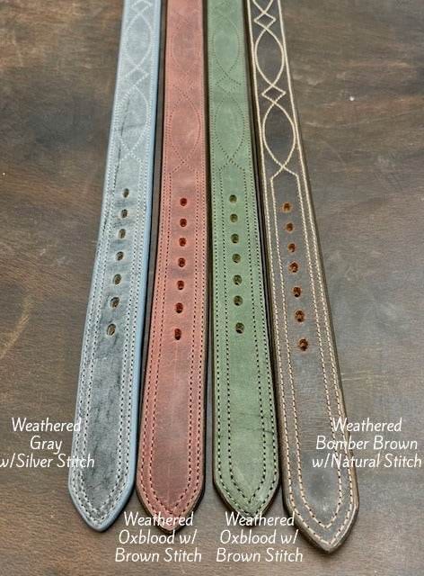 *In Stock* 1.5" Carry Belt .25" Thick Fancy Stitch in Genuine Water Buffalo