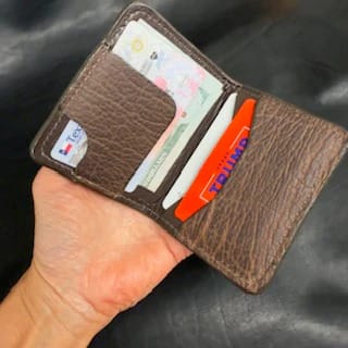 *In Stock* 3X4 Front Pocket Wallet in Genuine American Bison Dark Brown w/Brown Stitch