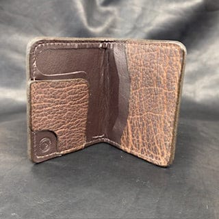 *In Stock* 3X4 Front Pocket Wallet in Genuine American Bison Dark Brown w/Brown Stitch