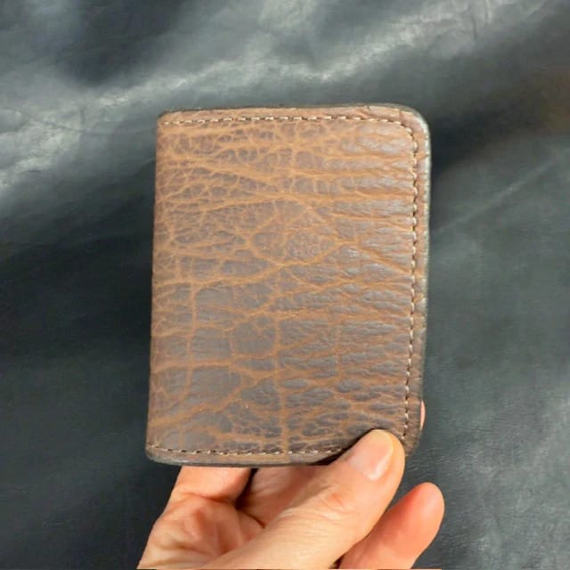 *In Stock* 3X4 Front Pocket Wallet in Genuine American Bison Dark Brown w/Brown Stitch