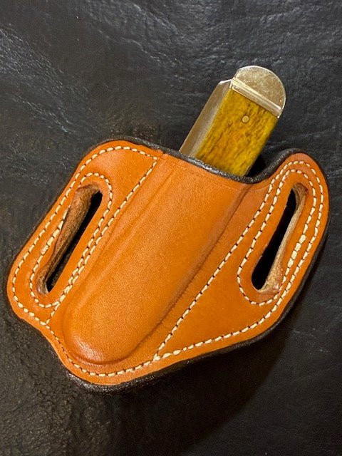 *In Stock* Cowboy Knife Sheath for 2 Blade Trapper 4 1/8" - Busted B Leather