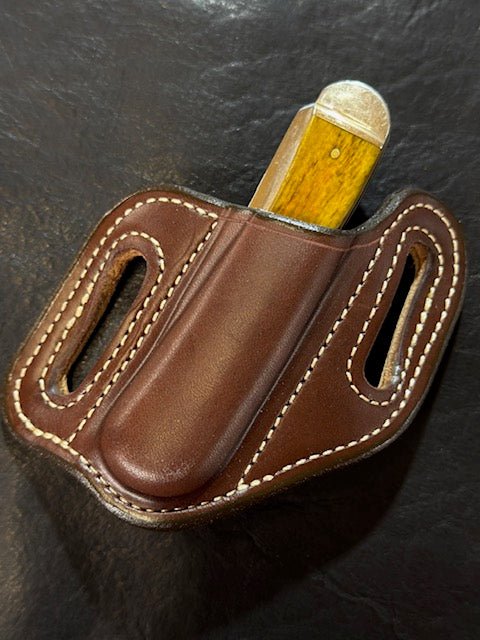 *In Stock* Cowboy Knife Sheath for 2 Blade Trapper 4 1/8" - Busted B Leather
